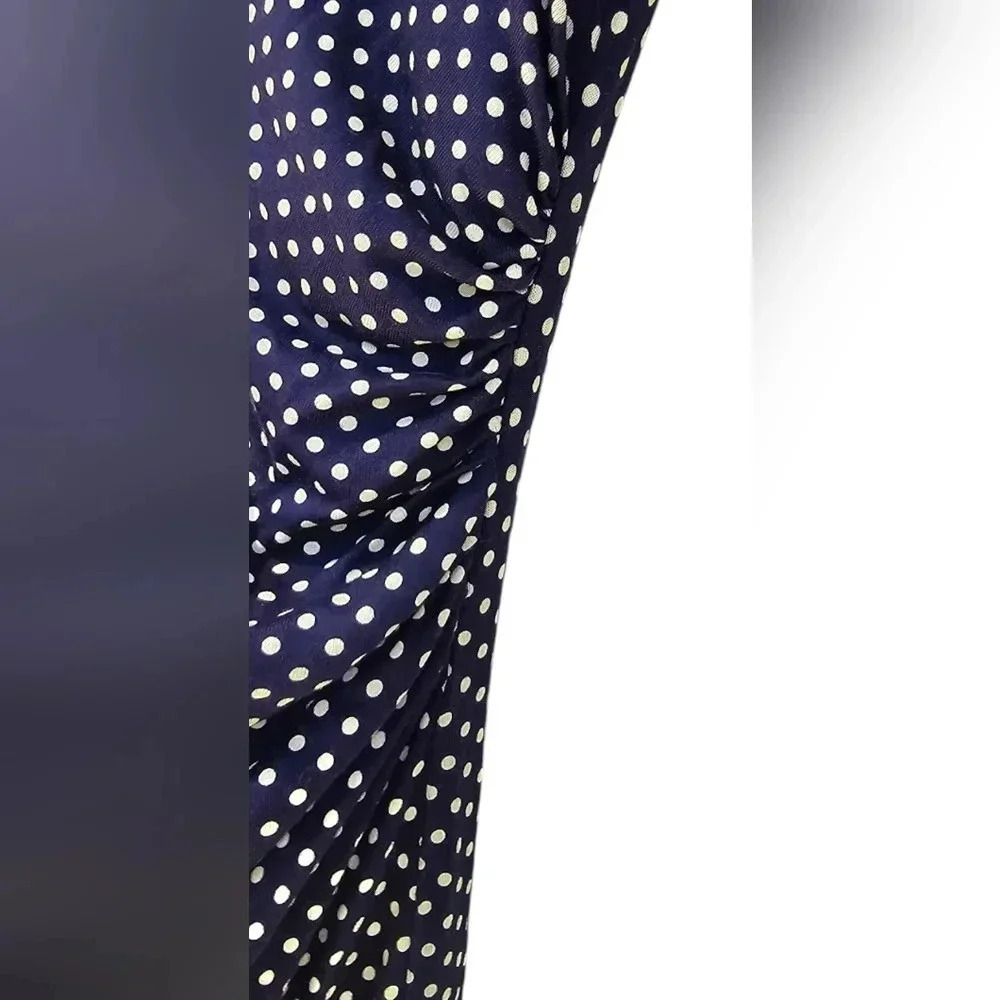 Ann Taylor Loft - Small Petite  - Navy & Biege Polka Dot Dress.​​​​​ - Picture 3 of 5